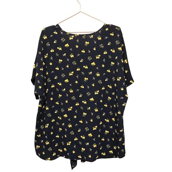 Downeast lemon lightweight front tie blouse size XL - Picture 2 of 6